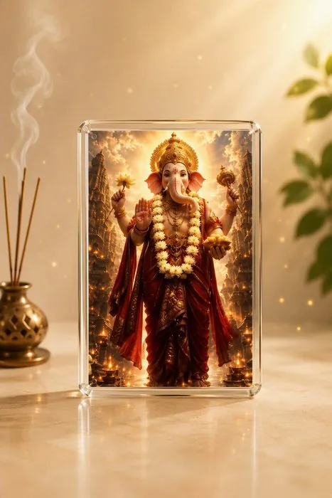 Devotional Photo Magnet — Ganesh Ji Blessing design