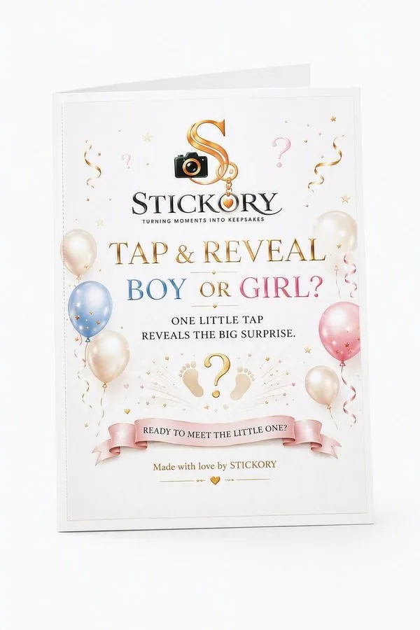 Tap and reveal boy or girl — a gender reveal card design