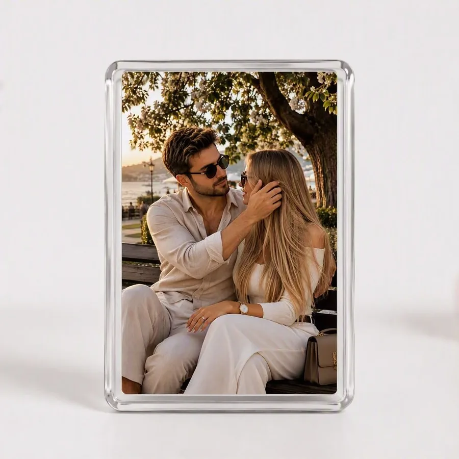 NFC Photo Frame Magnet with couple photo, standing display